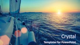  Presentation with sailing - Presentation theme enhanced with sailing yachts boat at dusk in the sea background and a ocean colored foreground