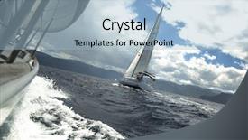  Presentation with stormy sea - Presentation design having sailing yachts in the sea background and a  colored foreground