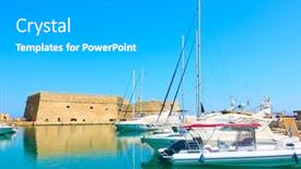  Presentation with crete island - PPT theme enhanced with sailing-yachts-n-the-harbour background and a light gray colored foreground