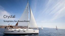  Presentation with sailing - Audience pleasing PPT theme consisting of sailing yachts race in greece backdrop and a light blue colored foreground