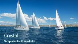  Presentation with recreation - Slide deck enhanced with sailing yachts regatta competition summer background and a ocean colored foreground