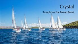  Presentation with sailing - Amazing PPT theme having sailing yachts regatta competition summer backdrop and a light blue colored foreground