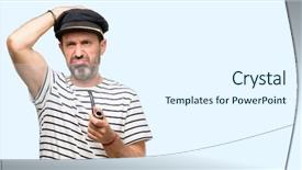  Presentation with tobacco - PPT theme consisting of sailor captain man smoking background and a sky blue colored foreground