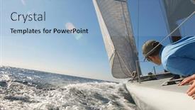  Presentation with yacht - Slides with sailor-on-yacht-in-ocean background and a light blue colored foreground