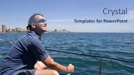  Presentation with sailboat - Presentation theme enhanced with sailor-sailing-blue-tropical-sea background and a light blue colored foreground