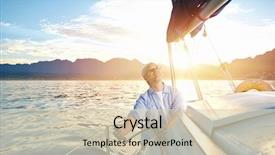  Presentation with sailing into sunrise - Amazing PPT layouts having sailor sea - sunrise sailing man on boat backdrop and a lemonade colored foreground