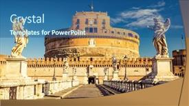  Presentation with angel - Presentation design enhanced with saint-angel-castle-and-bridge background and a ocean colored foreground