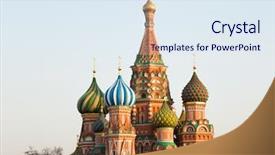  Presentation with saint - Presentation design with intercession - saint basil's cathedral in moscow background and a sky blue colored foreground