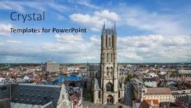  Presentation with belgium - Amazing slides having saint bavo cathedral sint-baafskathedraal and sint-baafsplein view from belfry ghent belgium backdrop and a light blue colored foreground