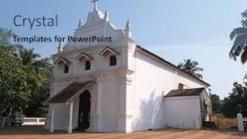  Presentation with goa - Slide deck with saint-blaise-catholic-church background and a light blue colored foreground