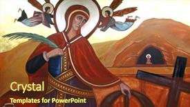  Presentation with antique alexandria - Amazing PPT theme having saint catherine of alexandria backdrop and a tawny brown colored foreground