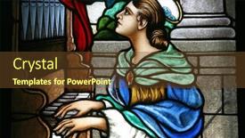  Presentation with stained glass - Audience pleasing presentation theme consisting of saint-cecilia-stained-glass backdrop and a tawny brown colored foreground