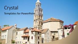  Presentation with croatia split - Cool new presentation theme with saint domnius cathedral in split backdrop and a light blue colored foreground