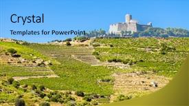  Presentation with saint - Presentation theme featuring saint elme fortress languedoc-roussillon background and a light blue colored foreground