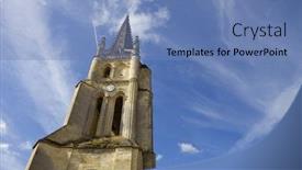  Presentation with gothic - Presentation with saint-emilion-ancient-gothic-church background and a teal colored foreground