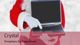  Presentation with santa claus holding scroll paper - PPT theme enhanced with saint friday - closeup of santa claus holding background and a red colored foreground