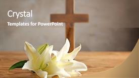  Presentation with lily - Slide set consisting of saint friday - white lily and wooden cross background and a coral colored foreground