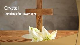  Presentation with lily - PPT theme with saint friday - wooden cross and white lily background and a violet colored foreground