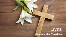  Presentation with friday - Amazing PPT theme having saint friday - wooden cross and white lily backdrop and a violet colored foreground