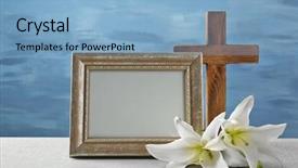  Presentation with lily - PPT theme having saint friday - wooden cross white lily background and a  colored foreground