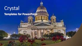  Presentation with saint - Presentation theme with saint-isaac-cathedral-saint-petersburg background and a navy blue colored foreground