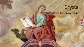  Presentation with gospel - Audience pleasing presentation design consisting of saint john the evangelist backdrop and a coral colored foreground
