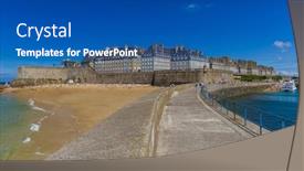  Presentation with france - Presentation theme with saint-malo - bretagne france - travel and architecture background background and a ocean colored foreground