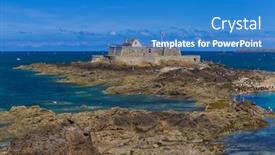  Presentation with saint - Audience pleasing PPT layouts consisting of saint-malo - bretagne france - travel and architecture background backdrop and a teal colored foreground