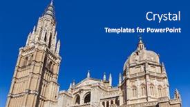 Presentation with saint - Audience pleasing presentation theme consisting of saint mary cathedral of toledo spain - religion architecture background backdrop and a dark gray colored foreground