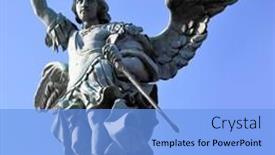  Presentation with rome italy - Colorful presentation enhanced with saint-michael-statue-in-castel backdrop and a light blue colored foreground