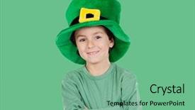  Presentation with green - Colorful slide set enhanced with saint patricks day - kid dressed in green backdrop and a seafoam green colored foreground