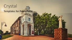  Presentation with malacca - Presentation design consisting of saint-paul-s-church background and a coral colored foreground