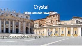  Presentation with vatican - Slide set having saint peter square in vatican panorama background and a teal colored foreground