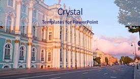  Presentation with building - Slide deck with saint peterburgs - building of hermitage and winter background and a sky blue colored foreground