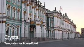  Presentation with museum - Slide set having saint peterburgs - building of the winter palace background and a dark gray colored foreground