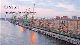  Presentation with russia - Presentation design consisting of saint peterburgs - cargo port in st petersburg background and a sky blue colored foreground