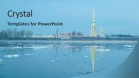  Presentation with peter - Beautiful PPT theme featuring saint peterburgs - image of peter and paul backdrop and a light blue colored foreground