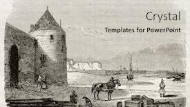  Presentation with port - Theme with saint-valery-en-caux-port background and a light gray colored foreground