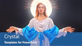 Presentation with virgin mary - Slides with saint-virgin-mary-portrait background and a teal colored foreground