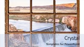  Presentation with dam - Slide deck with saish - small creek dam at colorado background and a light blue colored foreground