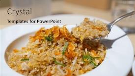  Presentation with sakura - Slide deck with sakura-shrimp-fried-rice-dish background and a coral colored foreground