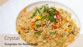  Presentation with sakura - Presentation theme with sakura-shrimp-fried-rice-dish background and a yellow colored foreground