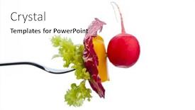  Presentation with healthy diet organic food - PPT theme enhanced with salad-and-vegetables background and a white colored foreground