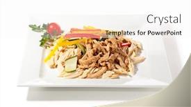  Presentation with skin - PPT theme having salad-chinese-tofu-skin-stick background and a white colored foreground