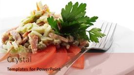  Presentation with celery - Theme consisting of salad-comprises-smoked-chicken background and a red colored foreground