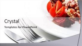  Presentation with foods - Amazing slide deck having salad comprises smoked foods tomato and cheese dressed with red salad leaves and tomato isolated on white background backdrop and a white colored foreground