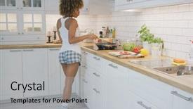  Presentation with healthy food - Amazing slide deck having salad dance - charming ethnic model in home backdrop and a light gray colored foreground