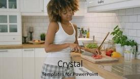  Presentation with young business woman smile show - PPT layouts enhanced with salad dance - young pretty ethnic woman background and a coral colored foreground