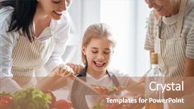  Presentation with grandma - PPT layouts enhanced with salad day - healthy food at home happy background and a coral colored foreground