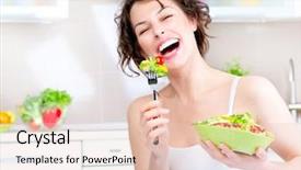  Presentation with salad - Beautiful PPT theme featuring salad dieting concept healthy food backdrop and a lemonade colored foreground